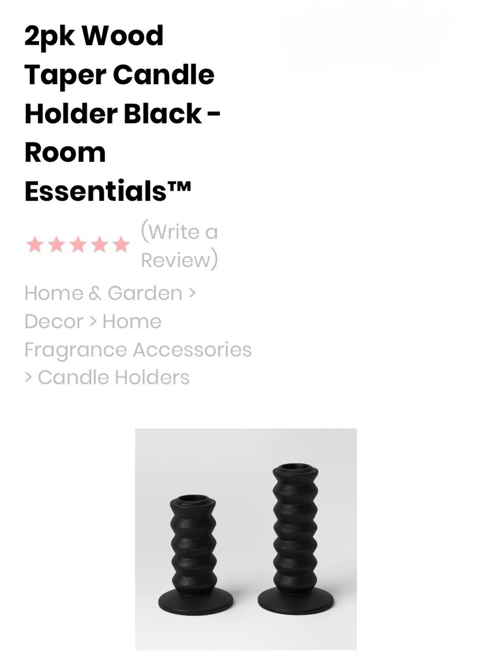 Room Essentials Black Ribbed Wood Taper Candle Holders - 4 Pack w 12 candles nee